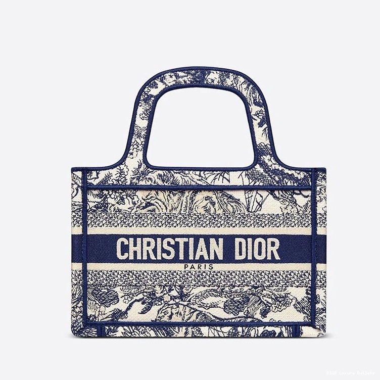 Cheap Dior De Mini Canvas Blue Toile Motif Book Jouy Tote 0716 Luxury